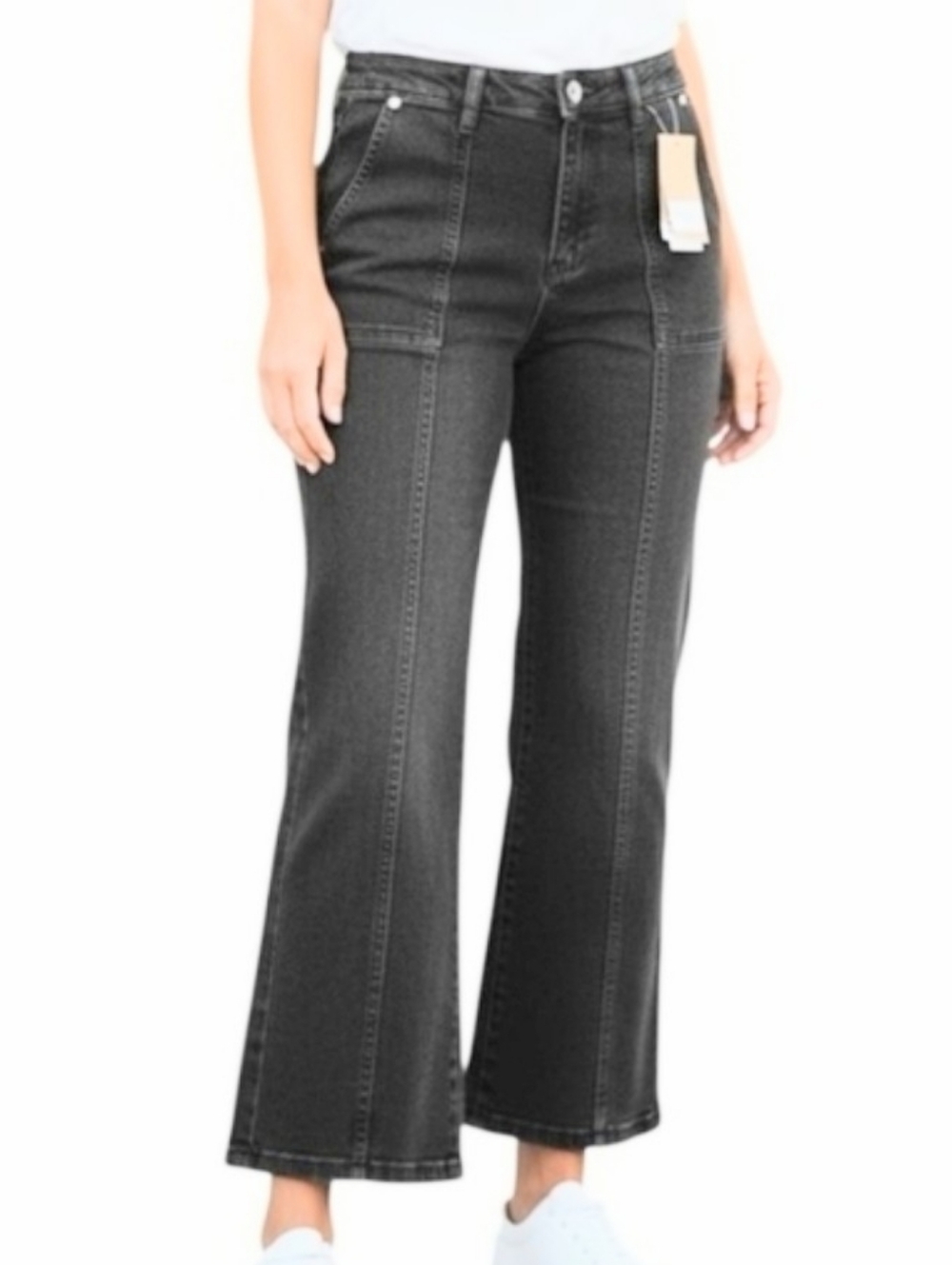 Micheal Kors Selma Cropped Women's Washed Black Jeans 12 Petite